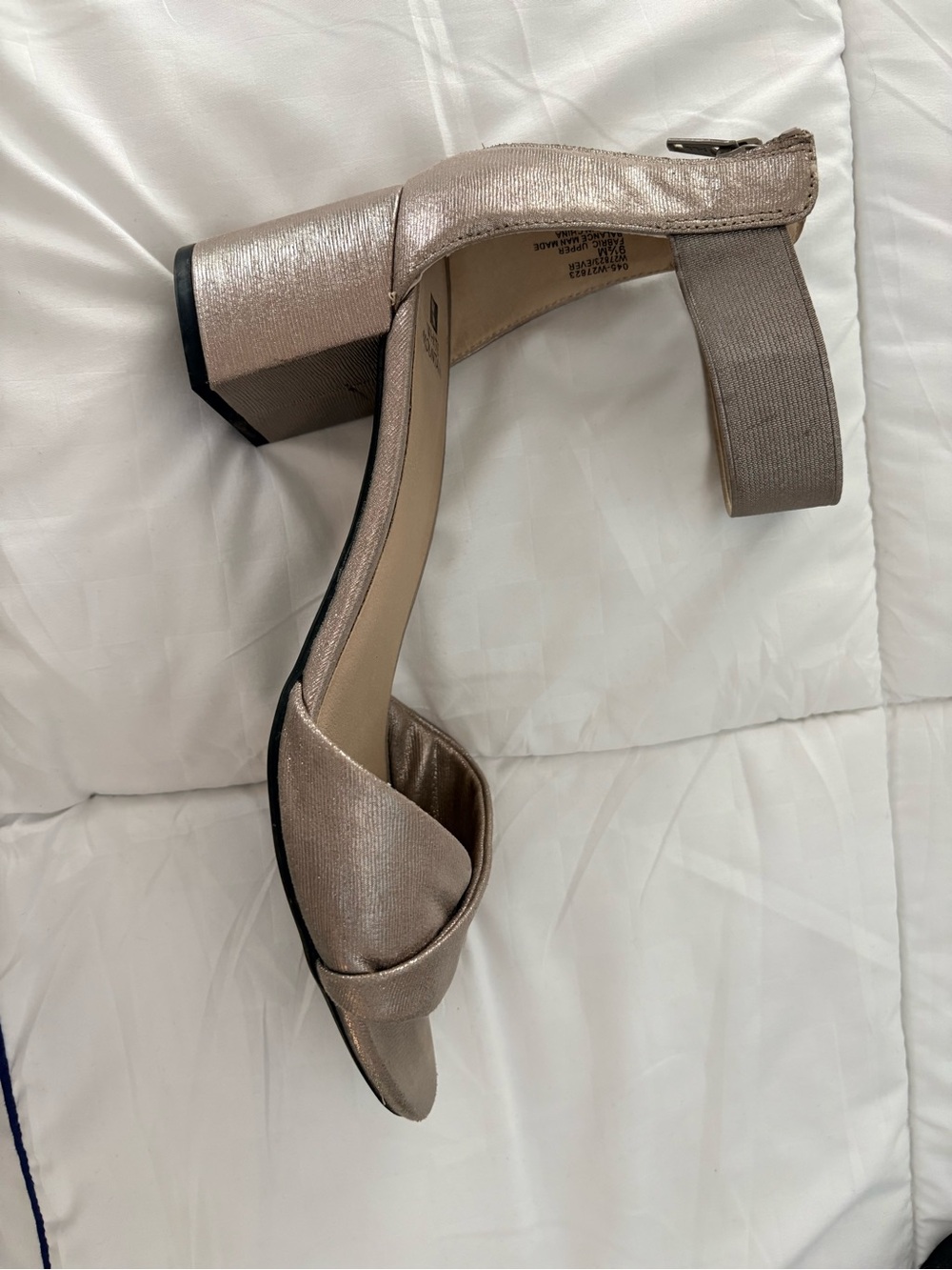White Mountain Metallic Taupe Block Heel Sandals